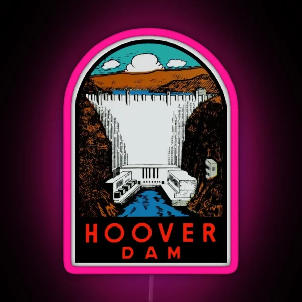 Hoover Dam Vintage Travel Decal RGB Neon Sign