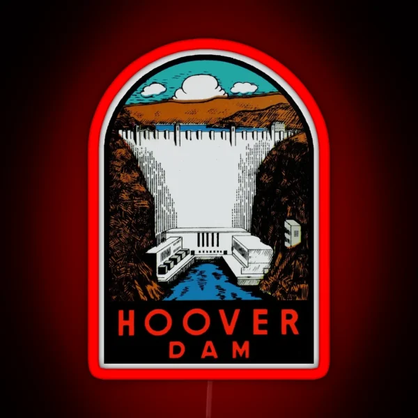 Hoover Dam Vintage Travel Decal RGB Neon Sign