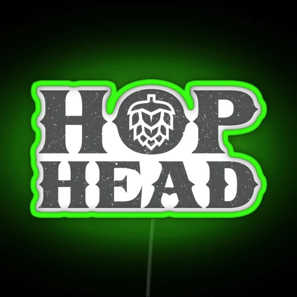 HOP HEAD Beer Logo IPA Craft Beer RGB Neon Sign