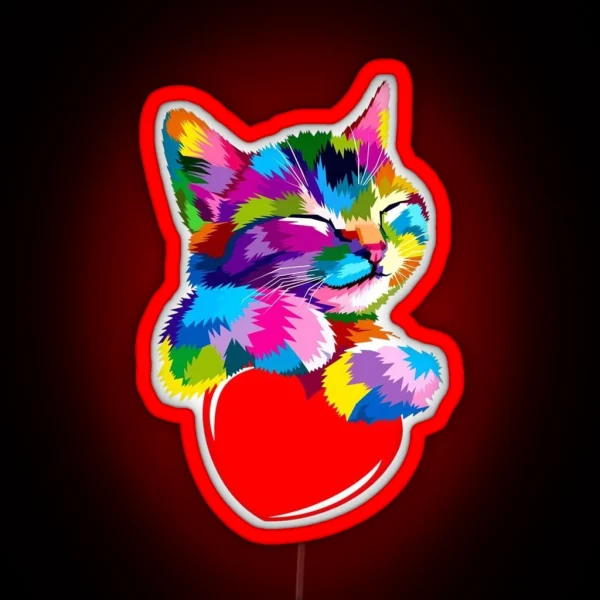Hopeful Kitten With The Loving Heart Cute Cat Gift For RGB Neon Sign