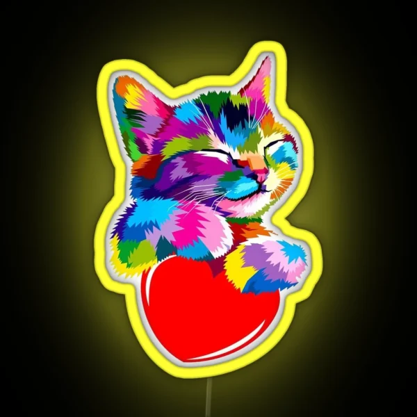 Hopeful Kitten With The Loving Heart Cute Cat Gift For RGB Neon Sign