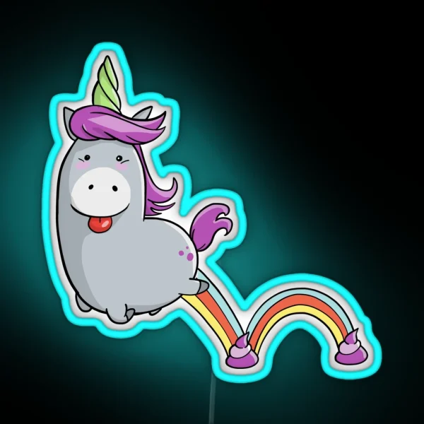Hopping Unicorn And Little Poops RGB Neon Sign