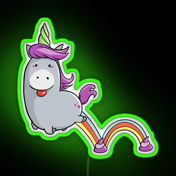 Hopping Unicorn And Little Poops RGB Neon Sign