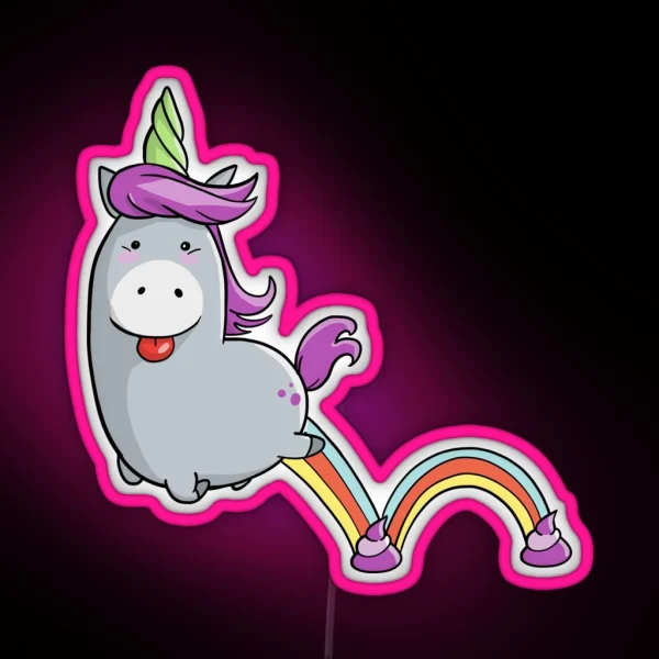 Hopping Unicorn And Little Poops RGB Neon Sign