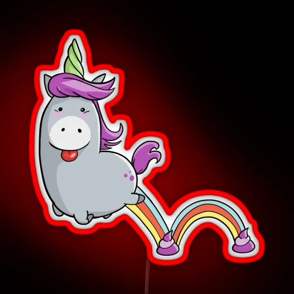 Hopping Unicorn And Little Poops RGB Neon Sign