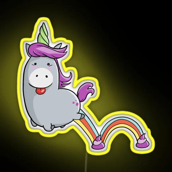 Hopping Unicorn And Little Poops RGB Neon Sign