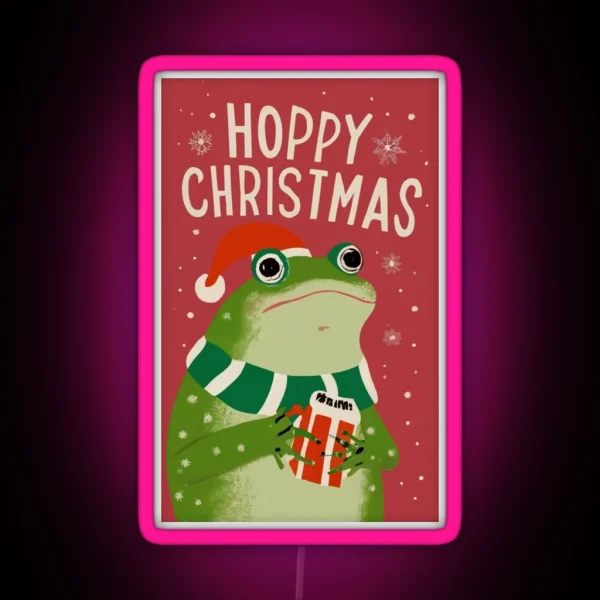 Hoppy Christmas Frog RGB Neon Sign