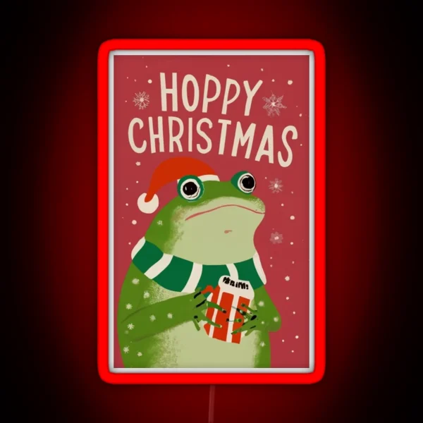 Hoppy Christmas Frog RGB Neon Sign