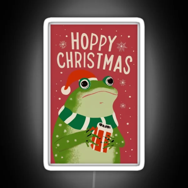 Hoppy Christmas Frog RGB Neon Sign