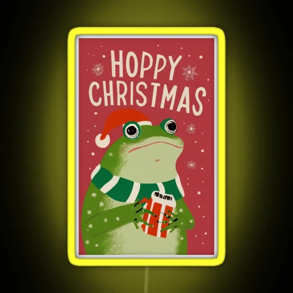 Hoppy Christmas Frog RGB Neon Sign