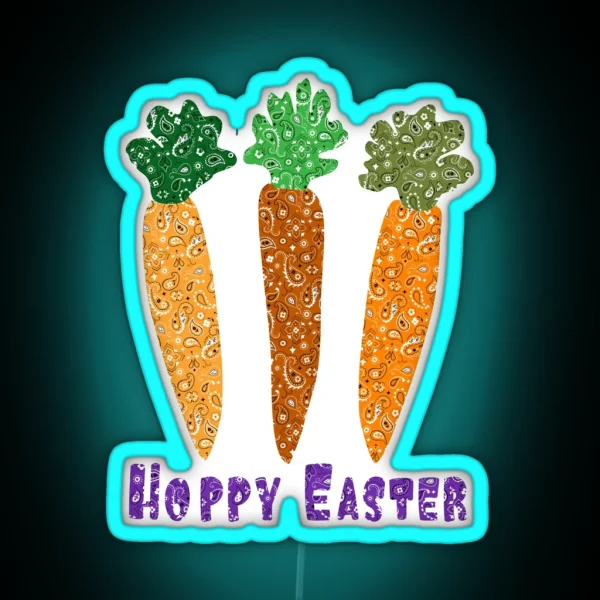 Hoppy Easter Carrots RGB Neon Sign