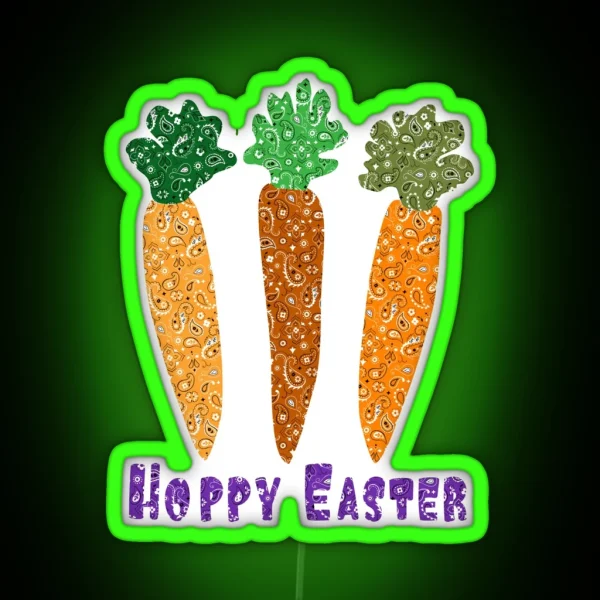 Hoppy Easter Carrots RGB Neon Sign