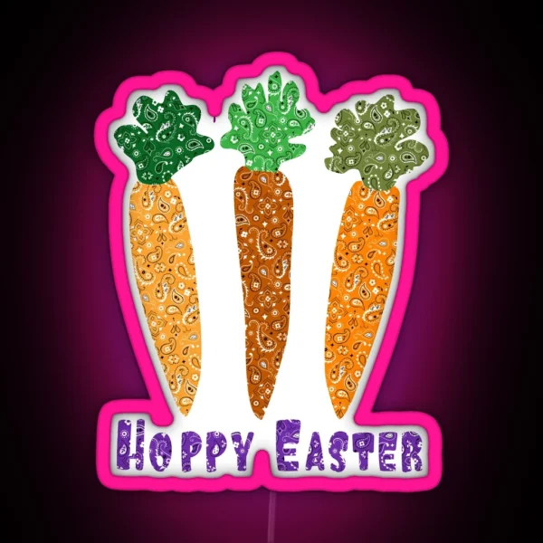 Hoppy Easter Carrots RGB Neon Sign