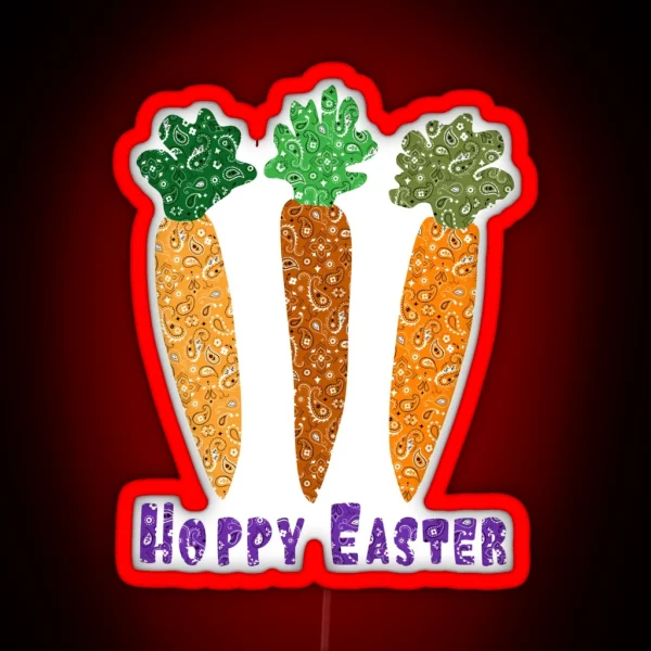 Hoppy Easter Carrots RGB Neon Sign