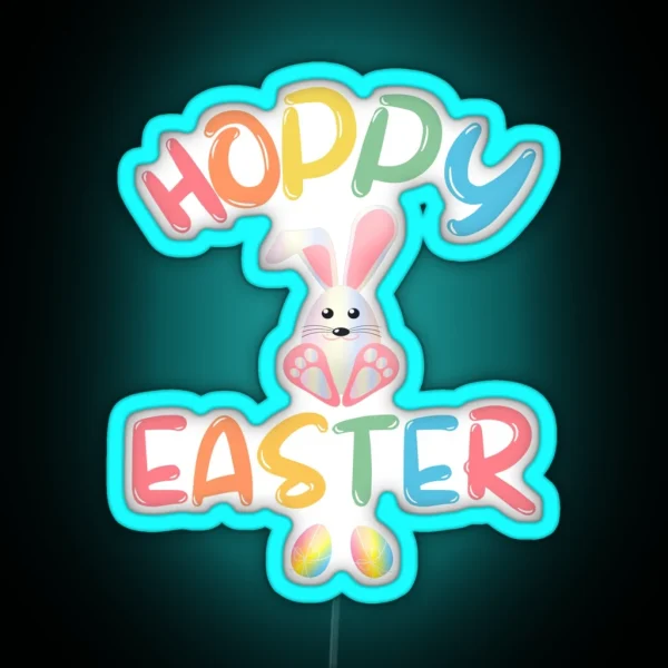 Hoppy Easter Cute Easter Rabbit RGB Neon Sign