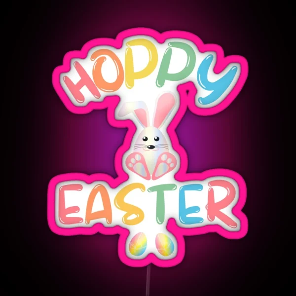 Hoppy Easter Cute Easter Rabbit RGB Neon Sign