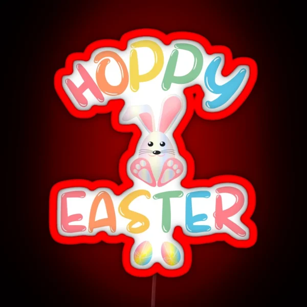 Hoppy Easter Cute Easter Rabbit RGB Neon Sign