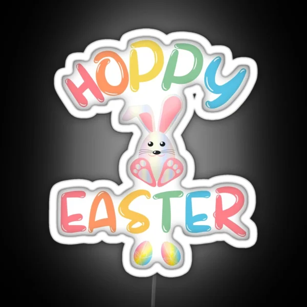 Hoppy Easter Cute Easter Rabbit RGB Neon Sign