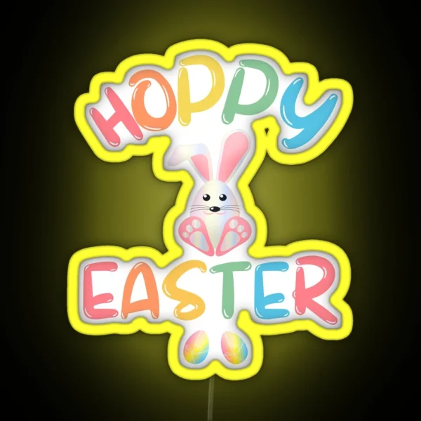 Hoppy Easter Cute Easter Rabbit RGB Neon Sign