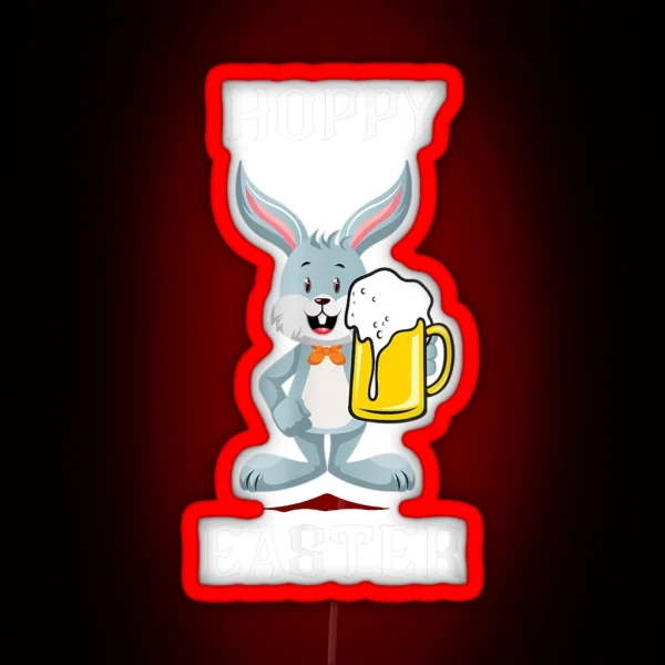 Hoppy Easter Easter Bunny With A Beer RGB Neon Sign