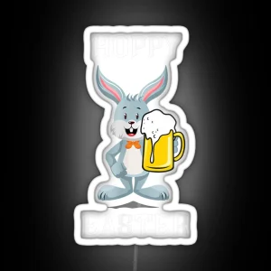 Hoppy Easter Easter Bunny With A Beer RGB Neon Sign