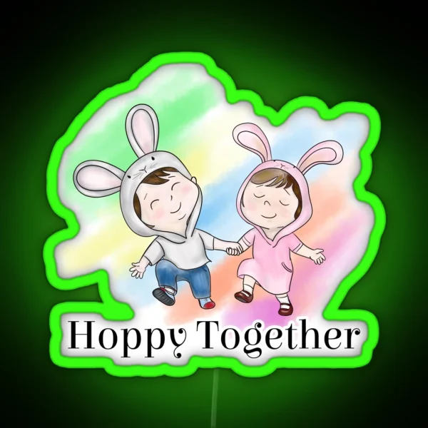 Hoppy Friends Hoppy Together RGB Neon Sign
