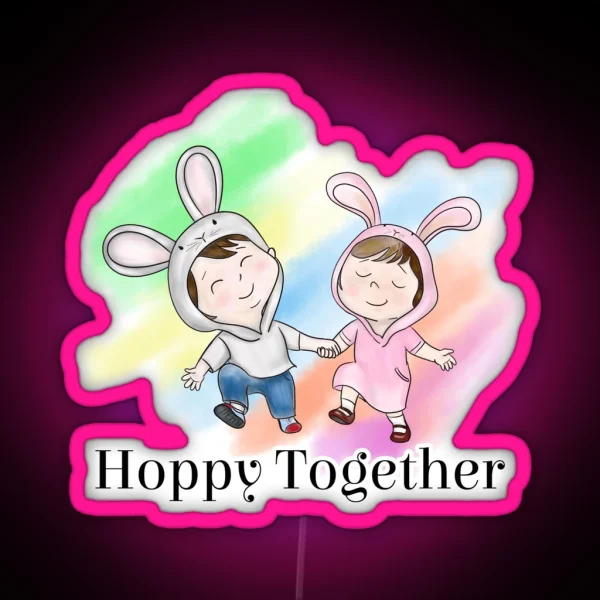 Hoppy Friends Hoppy Together RGB Neon Sign