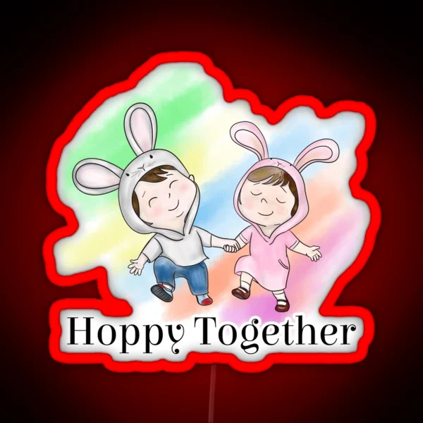 Hoppy Friends Hoppy Together RGB Neon Sign