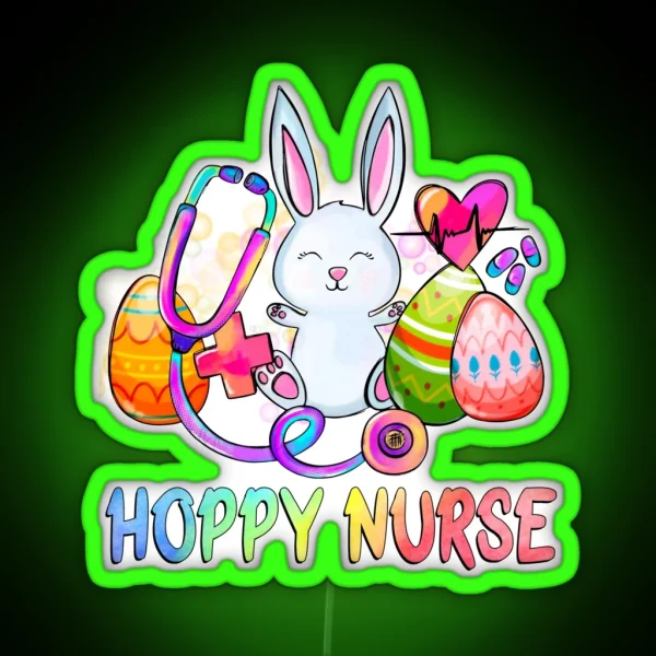 Hoppy Nurse Easter Day RGB Neon Sign