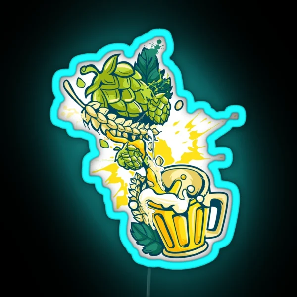 Hops Malt Craft Beer Mug Alcohol Hobby Brewer RGB Neon Sign