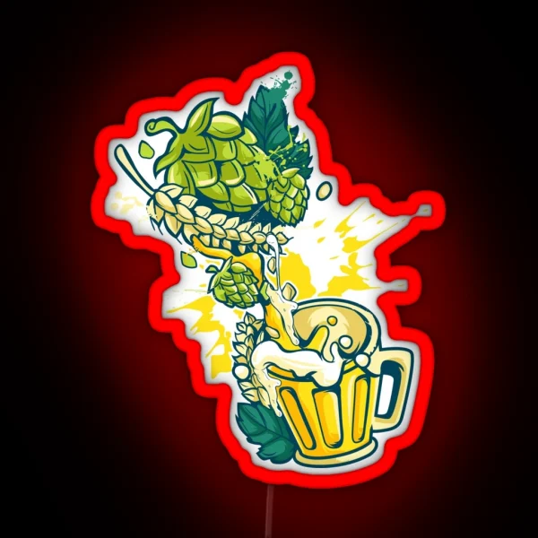 Hops Malt Craft Beer Mug Alcohol Hobby Brewer RGB Neon Sign