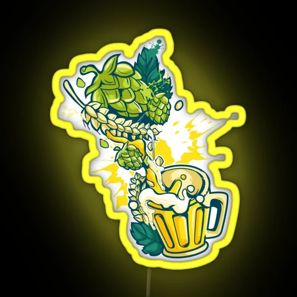 Hops Malt Craft Beer Mug Alcohol Hobby Brewer RGB Neon Sign