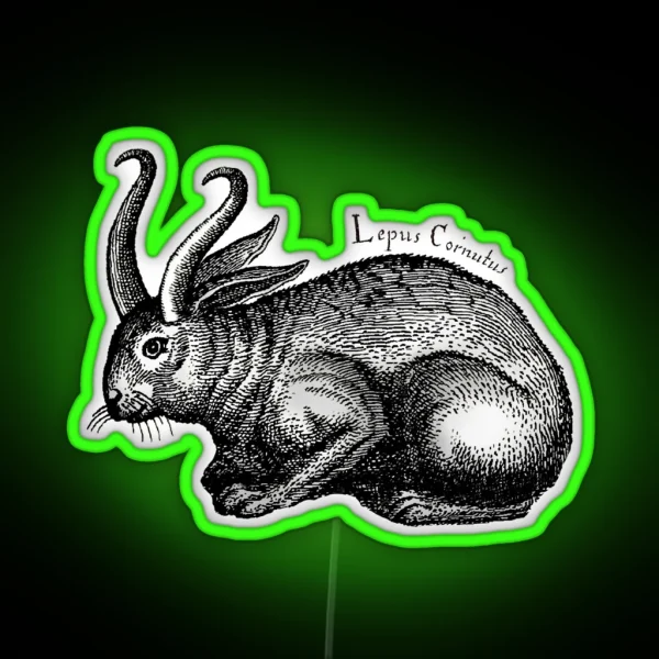 Horned Hare Jackalope RGB Neon Sign