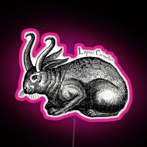 Horned Hare Jackalope RGB Neon Sign