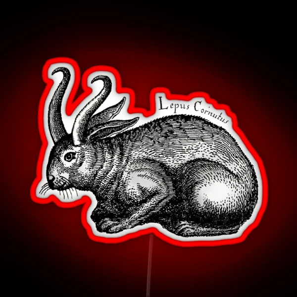 Horned Hare Jackalope RGB Neon Sign