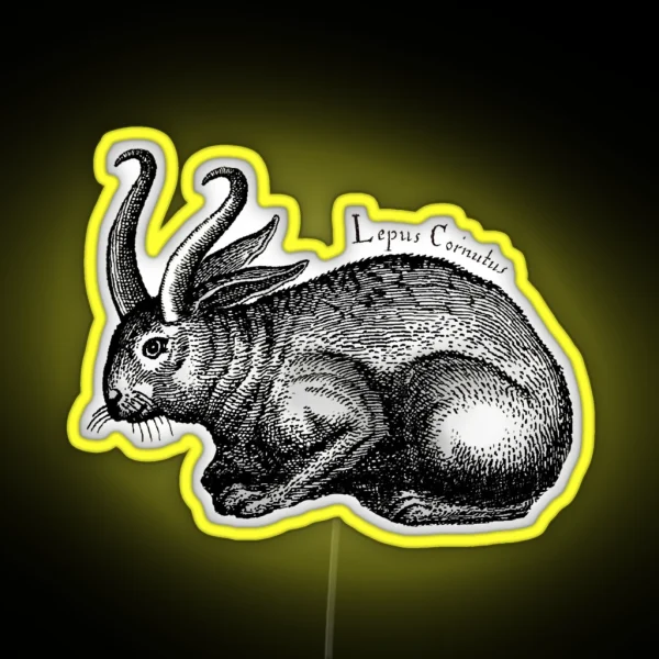 Horned Hare Jackalope RGB Neon Sign