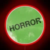 Electric glow of eerie horror-themed neon signage in dark spaces.