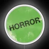 Vibrant horror-themed neon sign with multicolor RGB glowing accents.