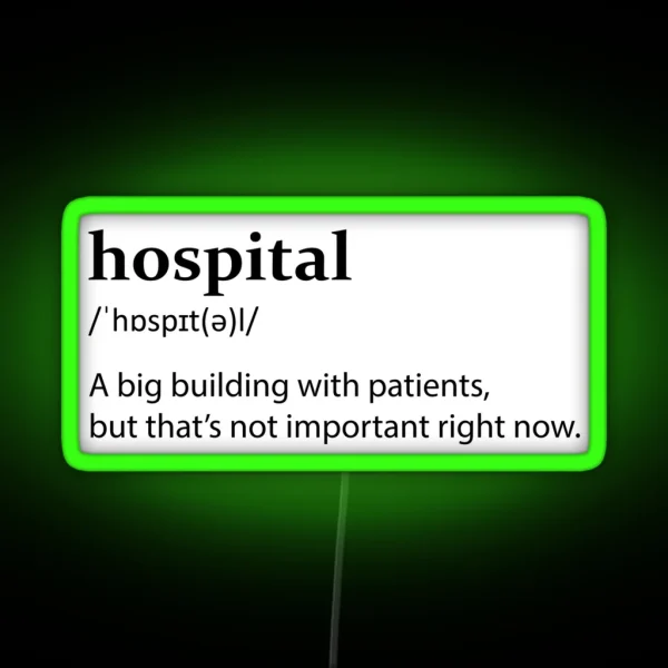 Hospital Definition Airplane RGB Neon Sign