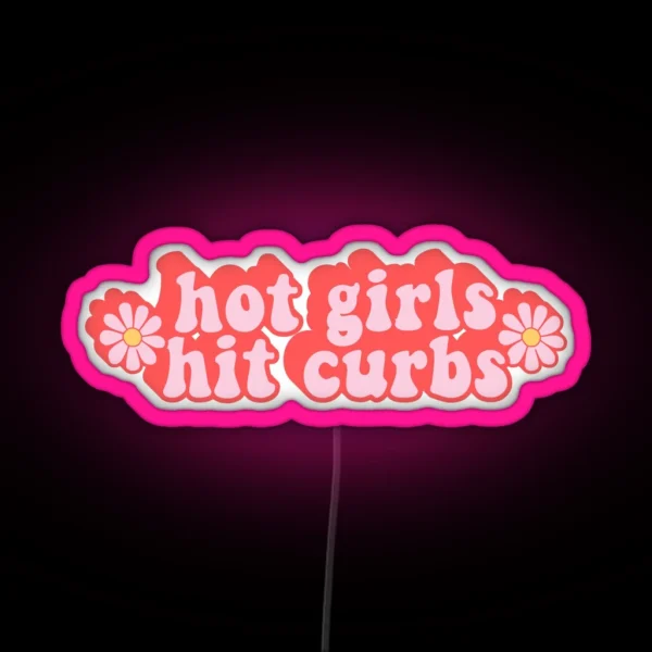 Hot Girls Hit Curbs Funny Car Bumper RGB Neon Sign