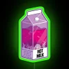 Unique Retro-Style Neon Art Decor Featuring Brightly Colored Hot Milk Cartons