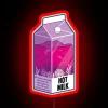 Vintage Retro Hot Milk Carton Neon Sign in Bright RGB Color