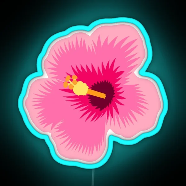 Hot Pink Hibiscus Flower Pattern RGB Neon Sign