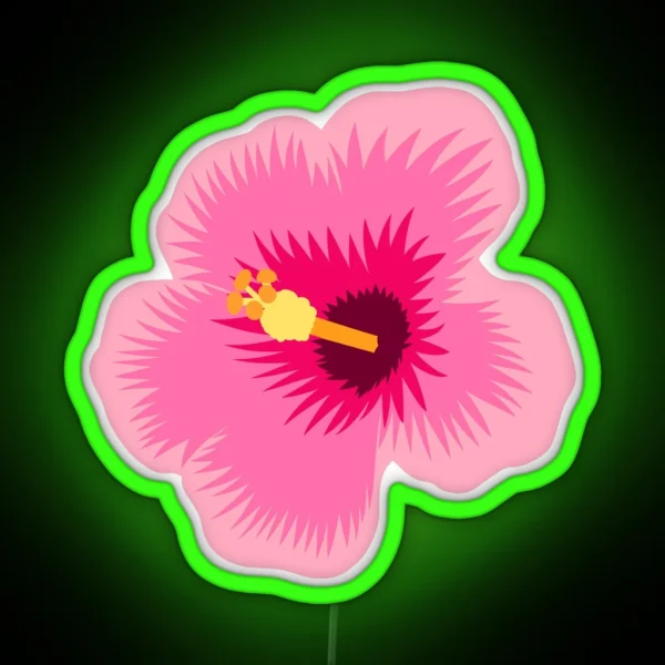 Hot Pink Hibiscus Flower Pattern RGB Neon Sign