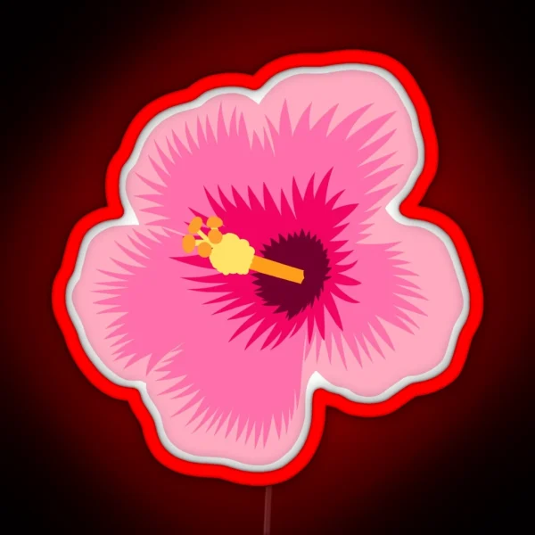 Hot Pink Hibiscus Flower Pattern RGB Neon Sign