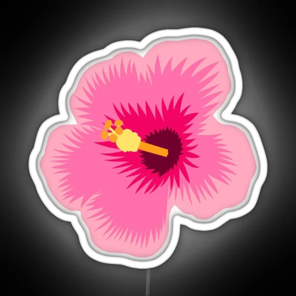 Hot Pink Hibiscus Flower Pattern RGB Neon Sign