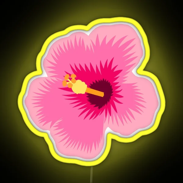 Hot Pink Hibiscus Flower Pattern RGB Neon Sign