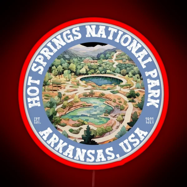 Hot Springs National Park Arkansas Retro Vintage RGB Neon Sign