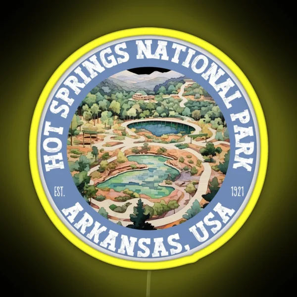 Hot Springs National Park Arkansas Retro Vintage RGB Neon Sign