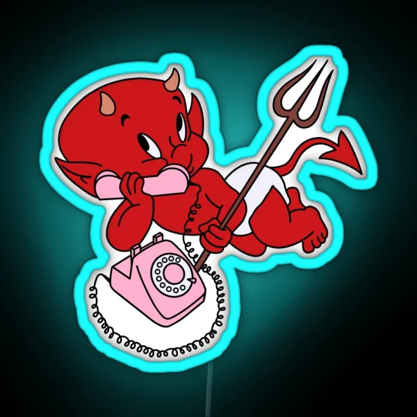 Hot Stuff The Little Devil Pink Phone RGB Neon Sign